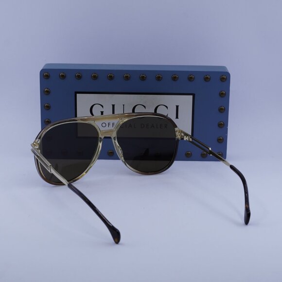 Gucci GG1104S 002 Aviator Sunglasses – Gold/Brown - Picture 10 of 11